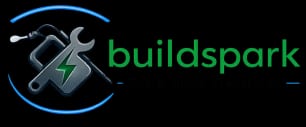 Buildspark logo Buildspark company logo featuring a wrench, electrical tool, lightning bolt, and the Buildspark name with the slogan "Spark. Build. Transform.